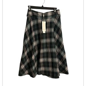 Plaid A-Line Vintage NWT Midi Skirt in Black watch Plaid Women’s L